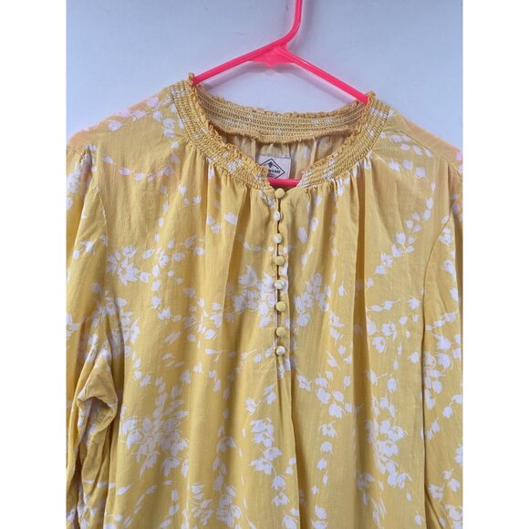 St. John's Bay Women's Blouse Button Bodice Long Sleeve Pullover Yellow Size XL - Picture 3 of 6
